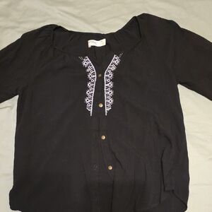 Faded Glory Black Top with White Details